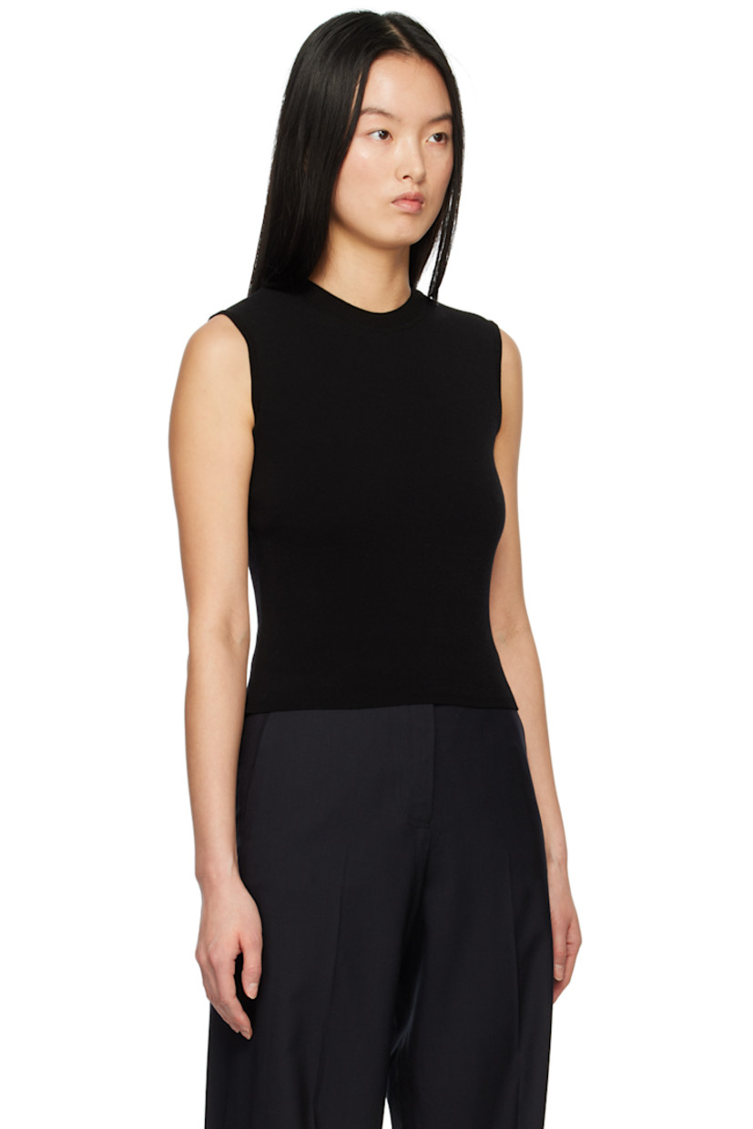 Knit viscose and polyester-blend tank top.

· Rib knit crewneck
· Cropped hem

Supplier color: Black
