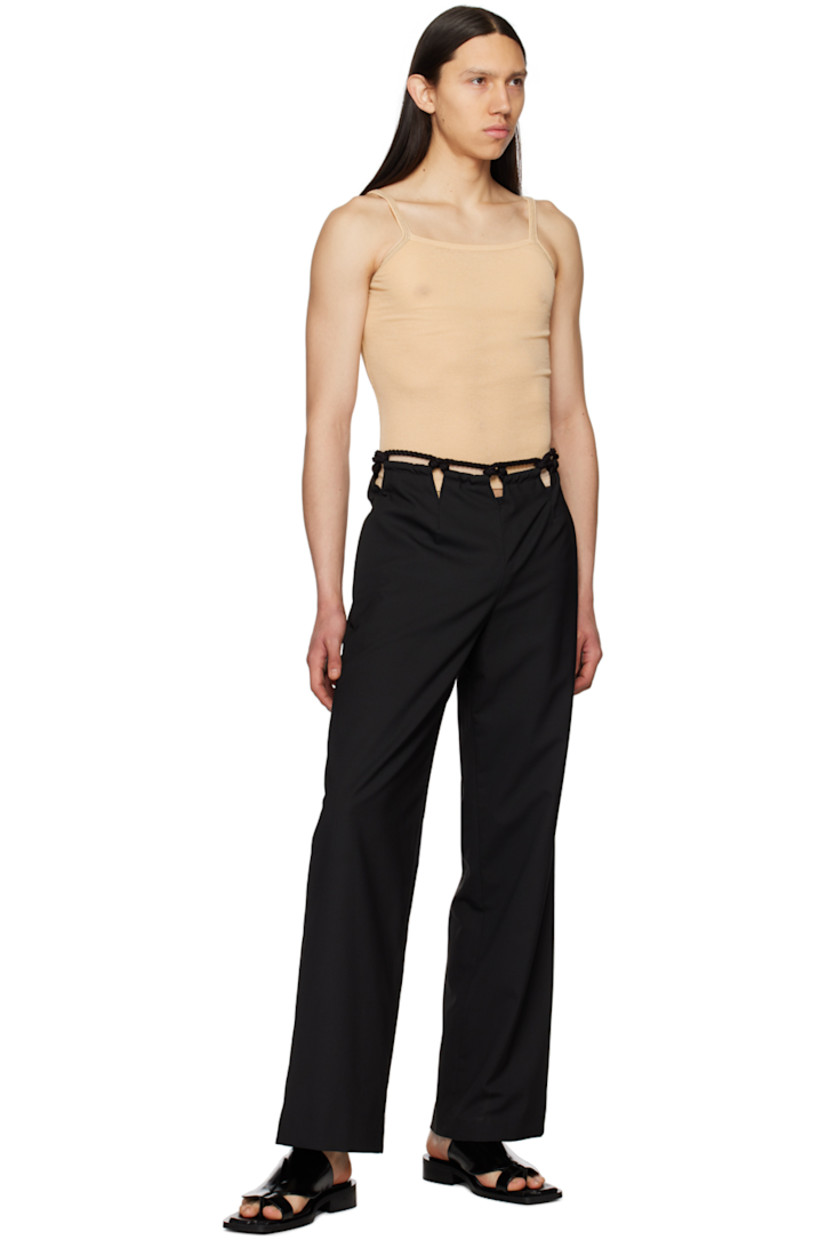 Semi-sheer rib knit cotton-blend crepe tank top.

· Scoop neck
· Fixed spaghetti straps
· Contrast stitching at armscyes and sides

Supplier color: Sand