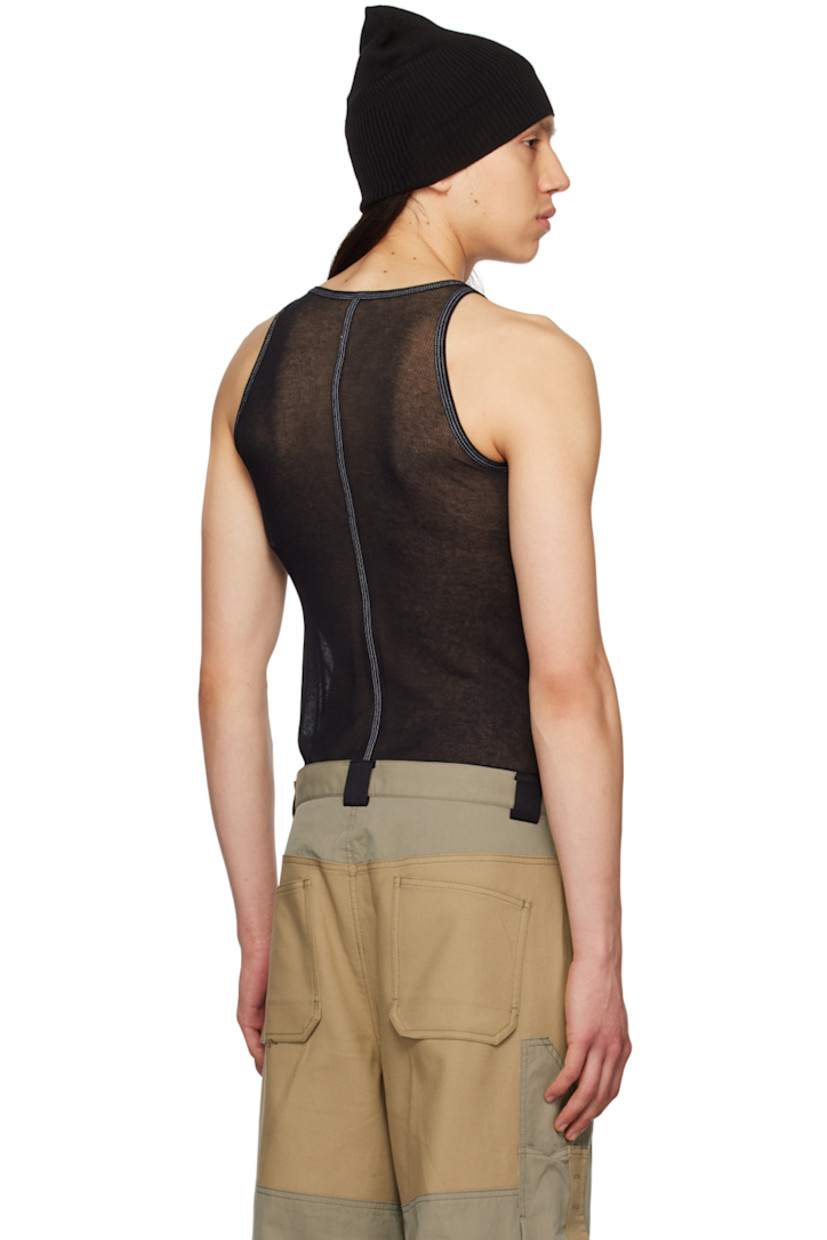 Semi-sheer rib knit cotton-blend crepe tank top.

· Crewneck
· Central seam at front and back
· Contrast stitching in white

Supplier color: Black