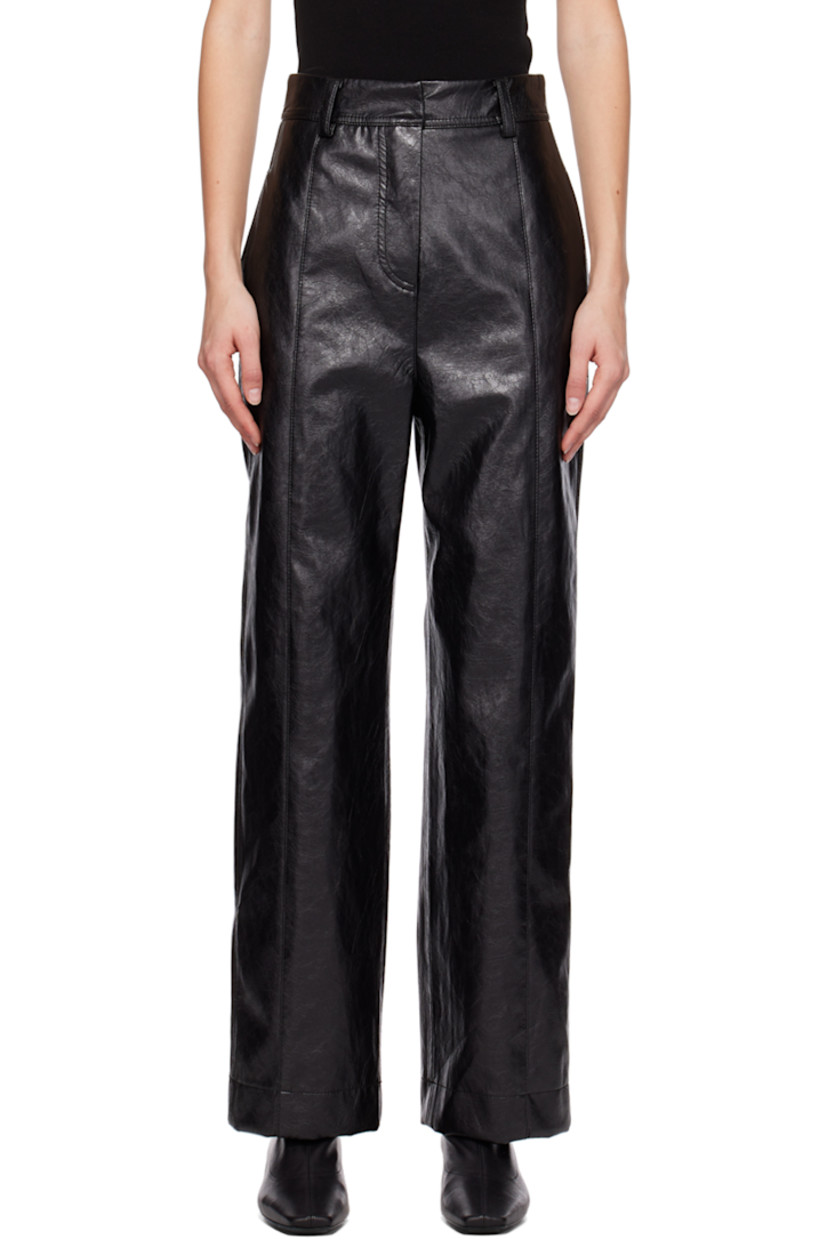 Straight-leg cracked faux-leather trousers.

· Paneled construction
· Three-pocket styling
· Zip-fly
· Full satin lining

Supplier color: Black