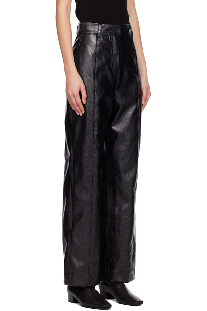 Straight-leg cracked faux-leather trousers.

· Paneled construction
· Three-pocket styling
· Zip-fly
· Full satin lining

Supplier color: Black