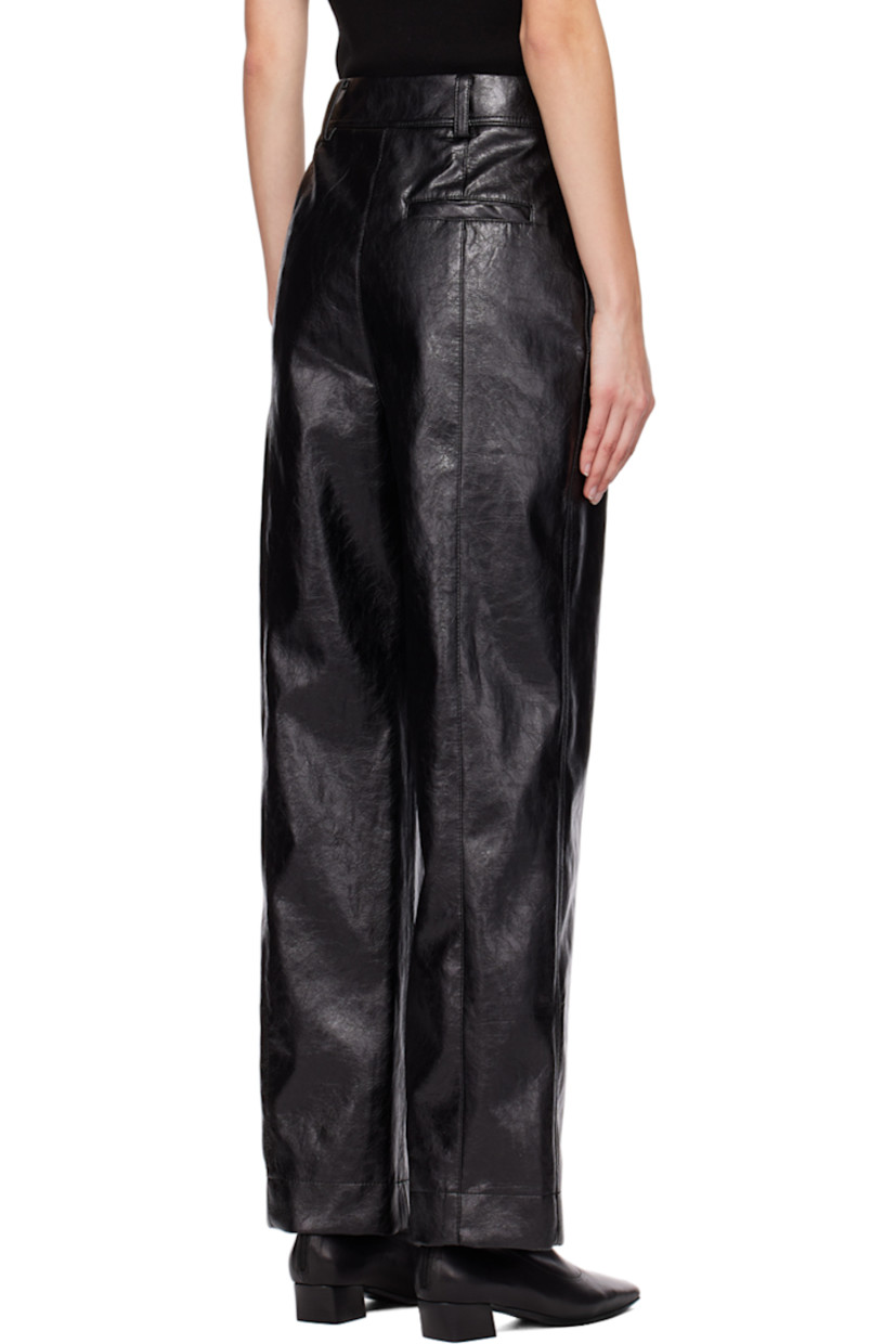 Straight-leg cracked faux-leather trousers.

· Paneled construction
· Three-pocket styling
· Zip-fly
· Full satin lining

Supplier color: Black