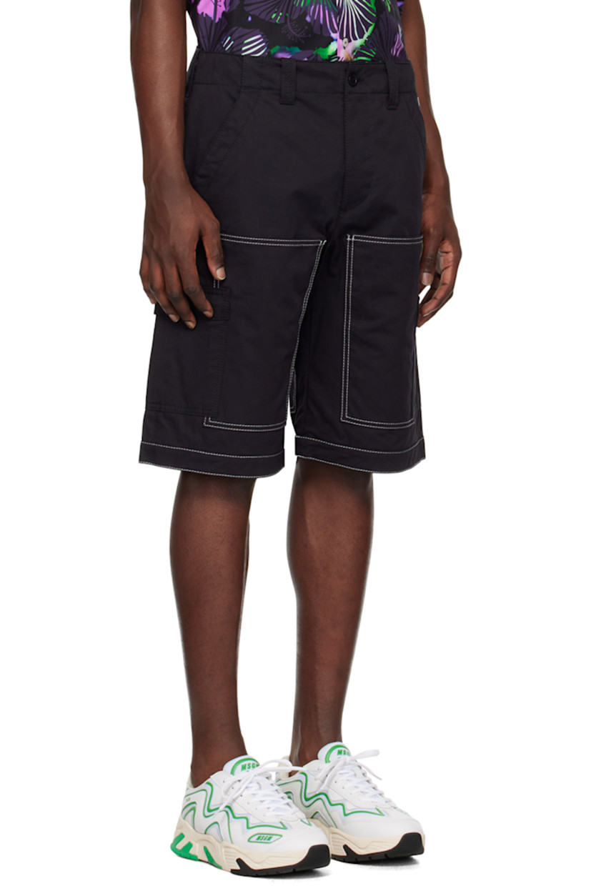 Cotton twill shorts.

· Belt loops
· Four-pocket styling
· Button-fly
· Logo embroidered at waist
· Patch pockets at front
· Flap pocket at outseams
· Contrast stitching in white

Supplier color: Black