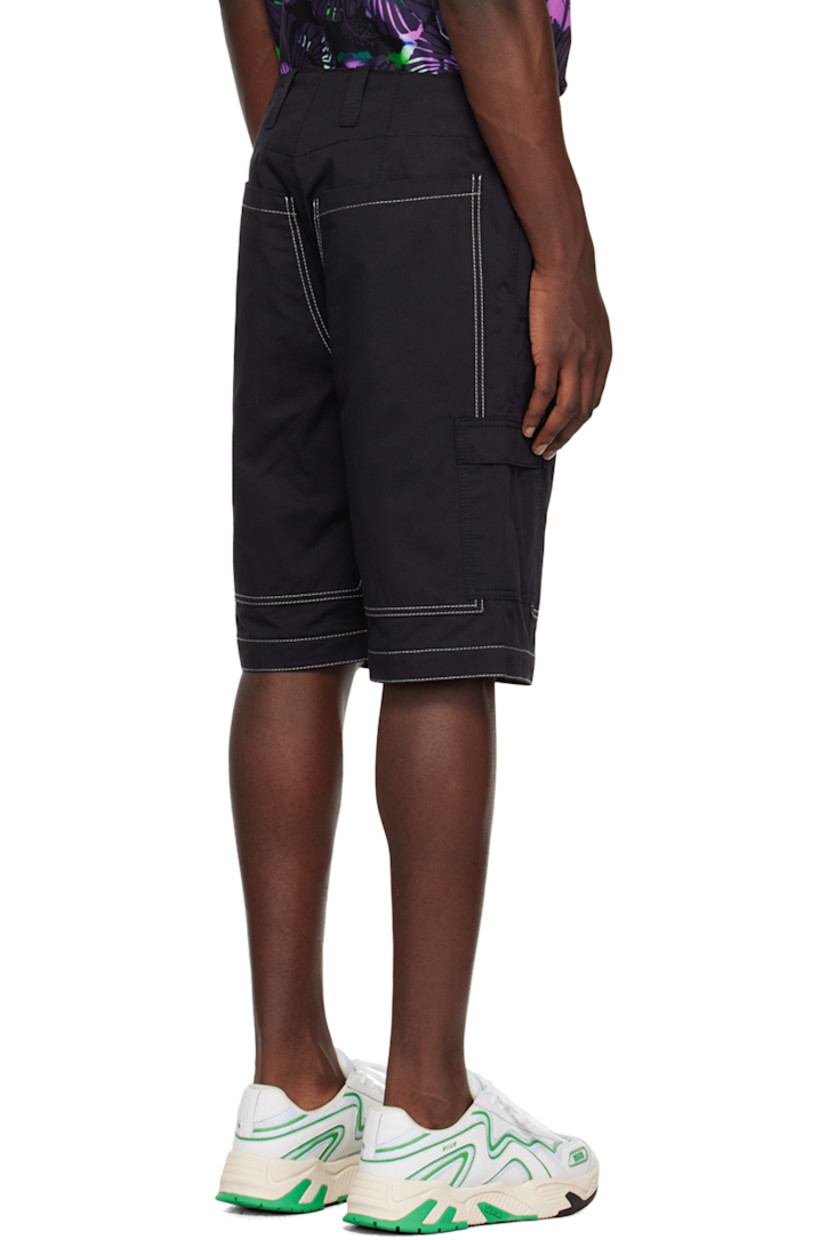 Cotton twill shorts.

· Belt loops
· Four-pocket styling
· Button-fly
· Logo embroidered at waist
· Patch pockets at front
· Flap pocket at outseams
· Contrast stitching in white

Supplier color: Black