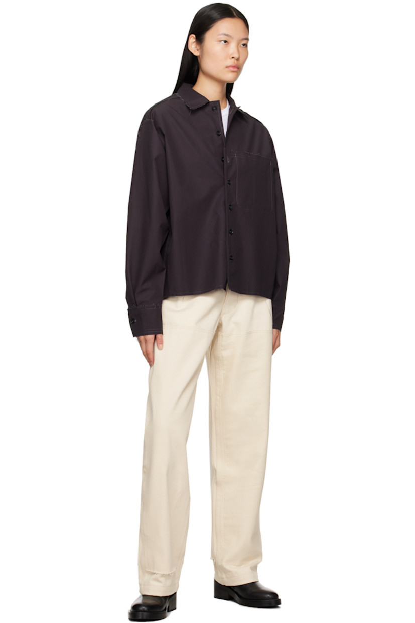 Cotton drill trousers. Raw edges throughout.

· Paneled construction
· Belt loops
· Four-pocket styling
· Button-fly
· Gauze panel at front legs
· Logo embroidered at back

Supplier color: Natural