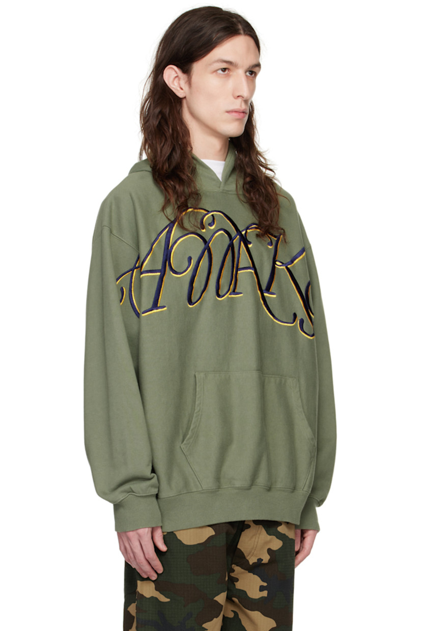 French terry hoodie.

· Logo graphic embroidered at front
· Kangaroo pocket
· Rib knit hem and cuffs

Supplier color: Sage
