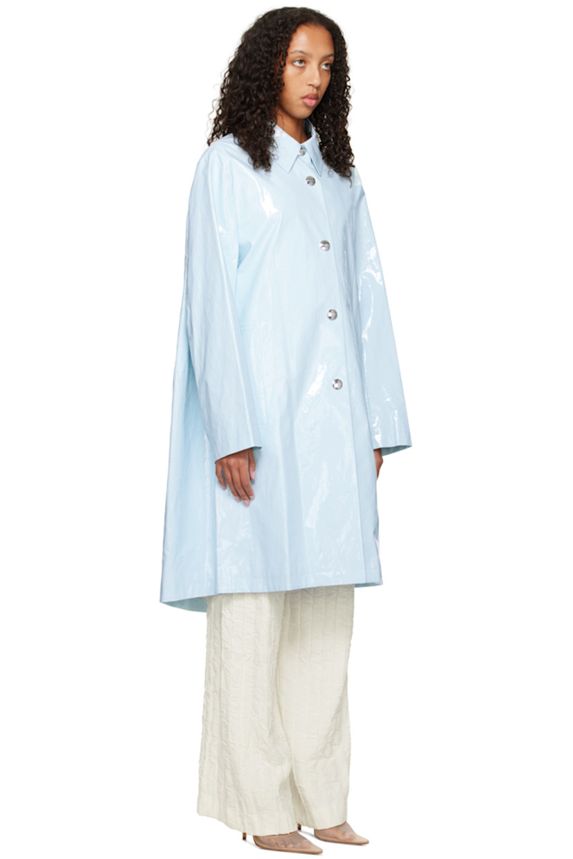 Polyurethane-coated cotton canvas coat. 

· Spread collar
· Press-stud closure
· Welt pockets
· Full viscose twill lining
· Logo-engraved silver-tone hardware 

Supplier color: Sky blue
