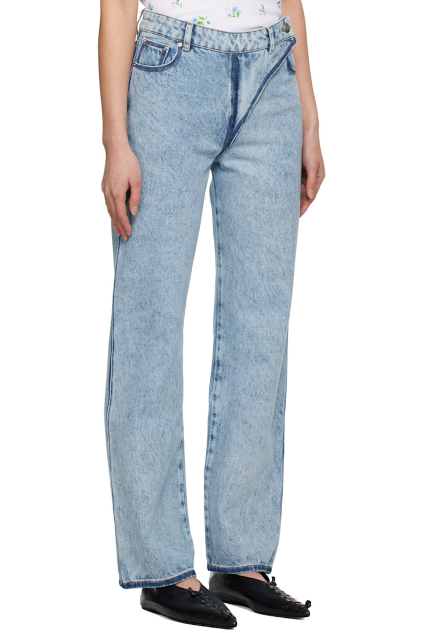 Straight-leg non-stretch denim jeans. Fading throughout.

· Belt loops
· Five-pocket styling
· Button tab at zip-fly
· Logo embroidered at back pocket
· Logo-engraved silver-tone hardware
· Contrast stitching in yellow

Supplier color: Washed-out denim