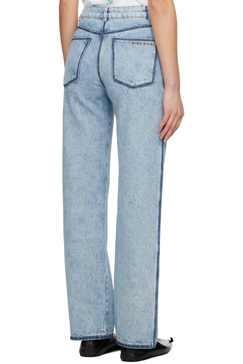 Straight-leg non-stretch denim jeans. Fading throughout.

· Belt loops
· Five-pocket styling
· Button tab at zip-fly
· Logo embroidered at back pocket
· Logo-engraved silver-tone hardware
· Contrast stitching in yellow

Supplier color: Washed-out denim