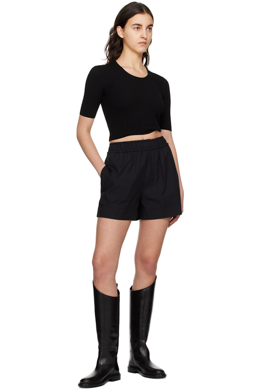 Stretch cotton- and polyester-blend twill shorts.

· High-rise
· Elasticized waistband
· Two-pocket styling

Supplier color: Black