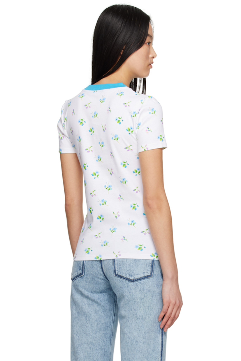 Cotton jersey T-shirt. Floral pattern printed throughout.

· Rib knit crewneck
· Logo embroidered at chest

Supplier color: White/Blue