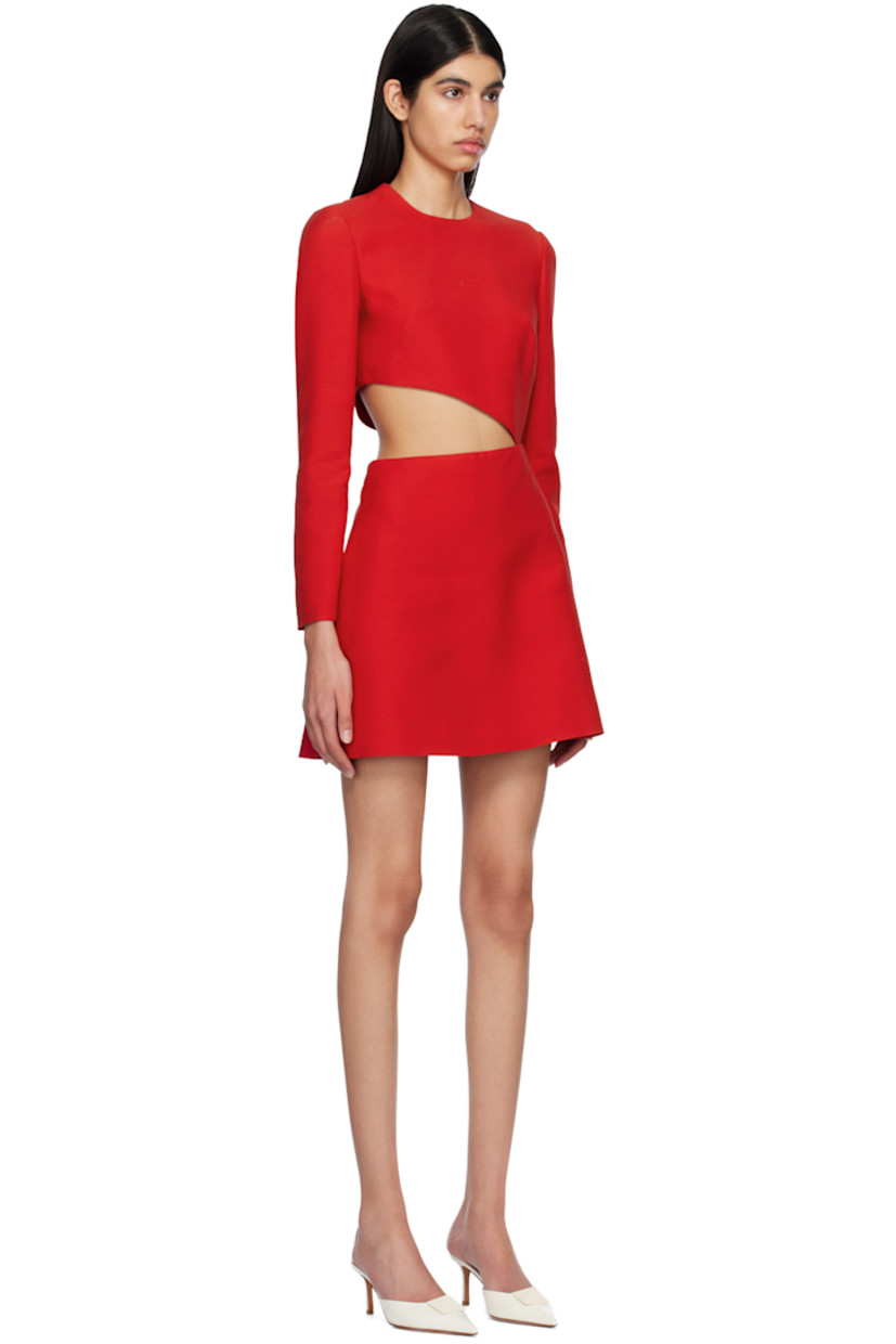 Virgin wool and silk-blend crepe dress.

· Round neck
· Darts at chest
· Cutout at waist
· Zip closure at back
· Full viscose twill lining

Supplier color: Red