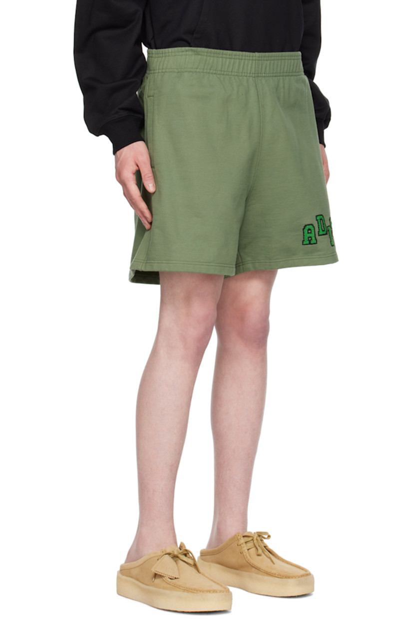 French terry shorts. 

· Elasticized waistband
· Two-pocket styling
· Hand-embroidered logo at front

Supplier color: Olive green