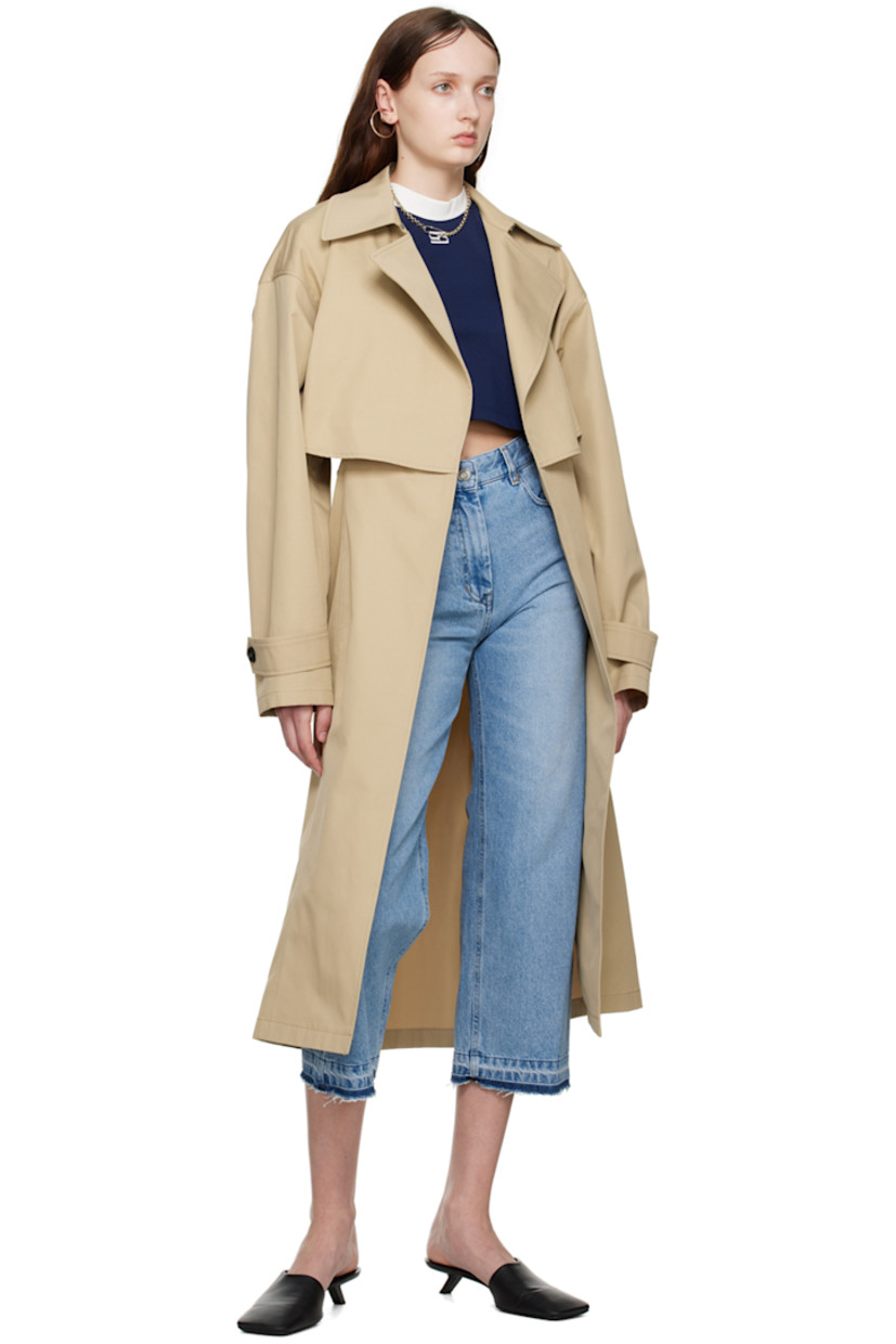 Non-stretch denim jeans. Fading and whiskering throughout.

· Belt loops
· Five-pocket styling
· Zip-fly
· Raw edge at cuffs
· Leather logo patch at back waistband
· Logo-engraved silver-tone hardware
· Contrast stitching in tan

Supplier color: Smoke blue