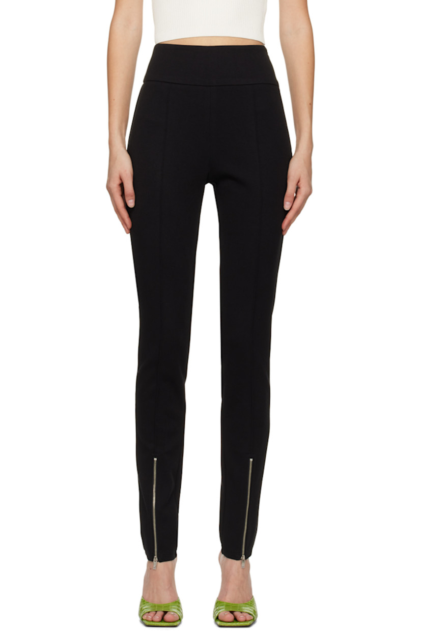Double-faced stretch polyester and rayon-blend jersey trousers.

· Elasticized waistband
· Pinched seams
· Central zip vent at cuffs
· Zip closure at outseam

Supplier color: Black