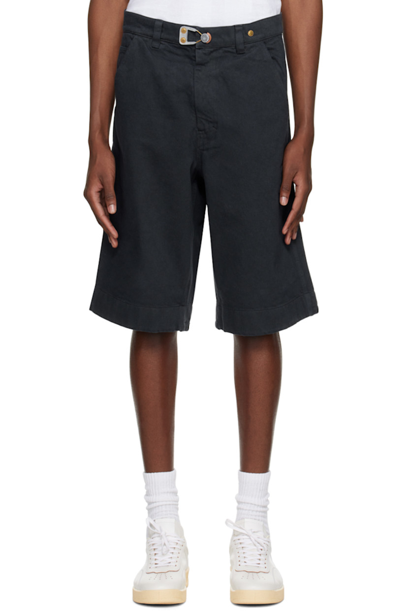 Garment-dyed non-stretch deadstock cotton denim shorts. 

· Belt loops
· Five-pocket styling
· Zip-fly
· Hand-stamped logo at hammer loop and back pocket
· Patch pockets at outseam

Supplier color: Anthracite gray
