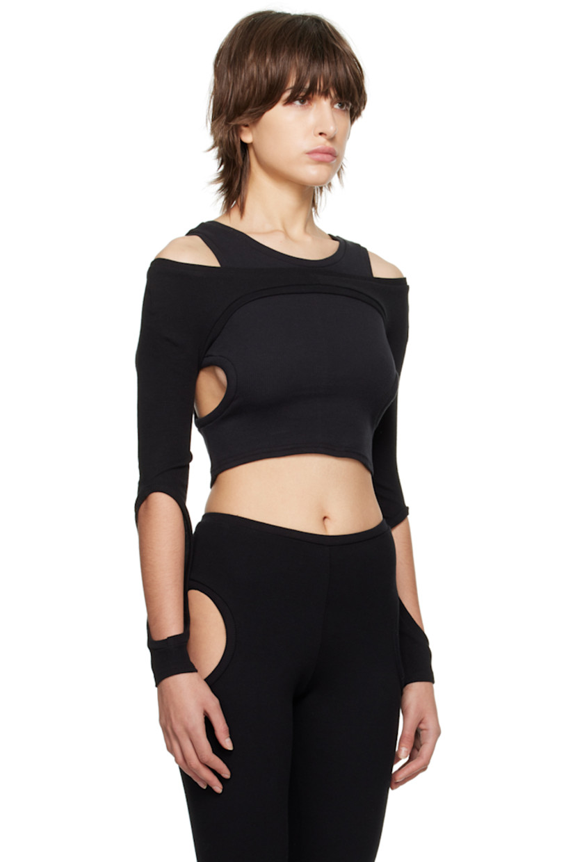 Stretch rib knit organic cotton tank top. Cutouts throughout.

· Crewneck
· Detachable bolero-style sleeves

Supplier color: Black