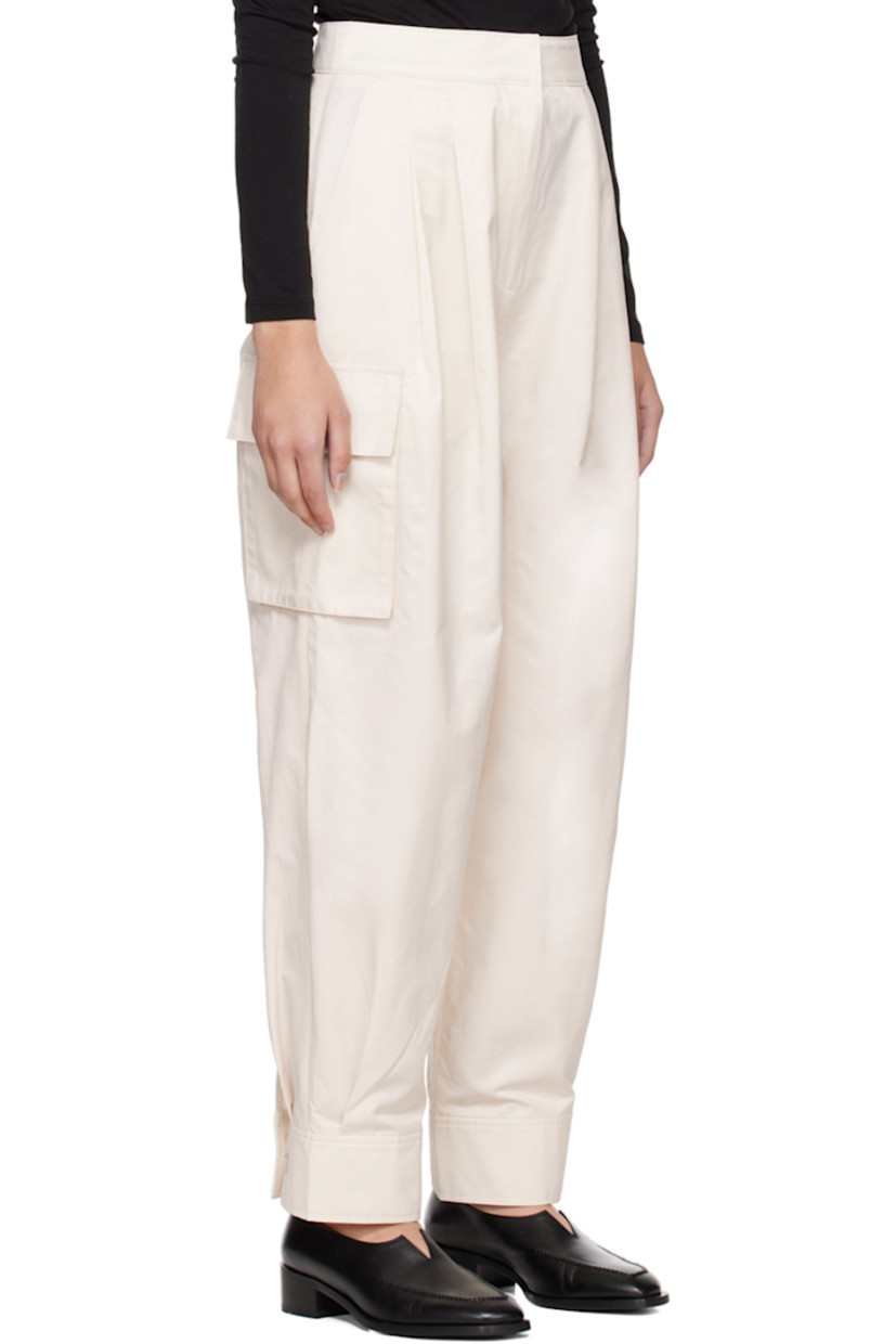 Cotton-blend twill trousers.

· Four-pocket styling
· Zip-fly
· Pleats at front
· Cargo pocket at outseams
· Adjustable button fastening at cuffs

Supplier color: Cream