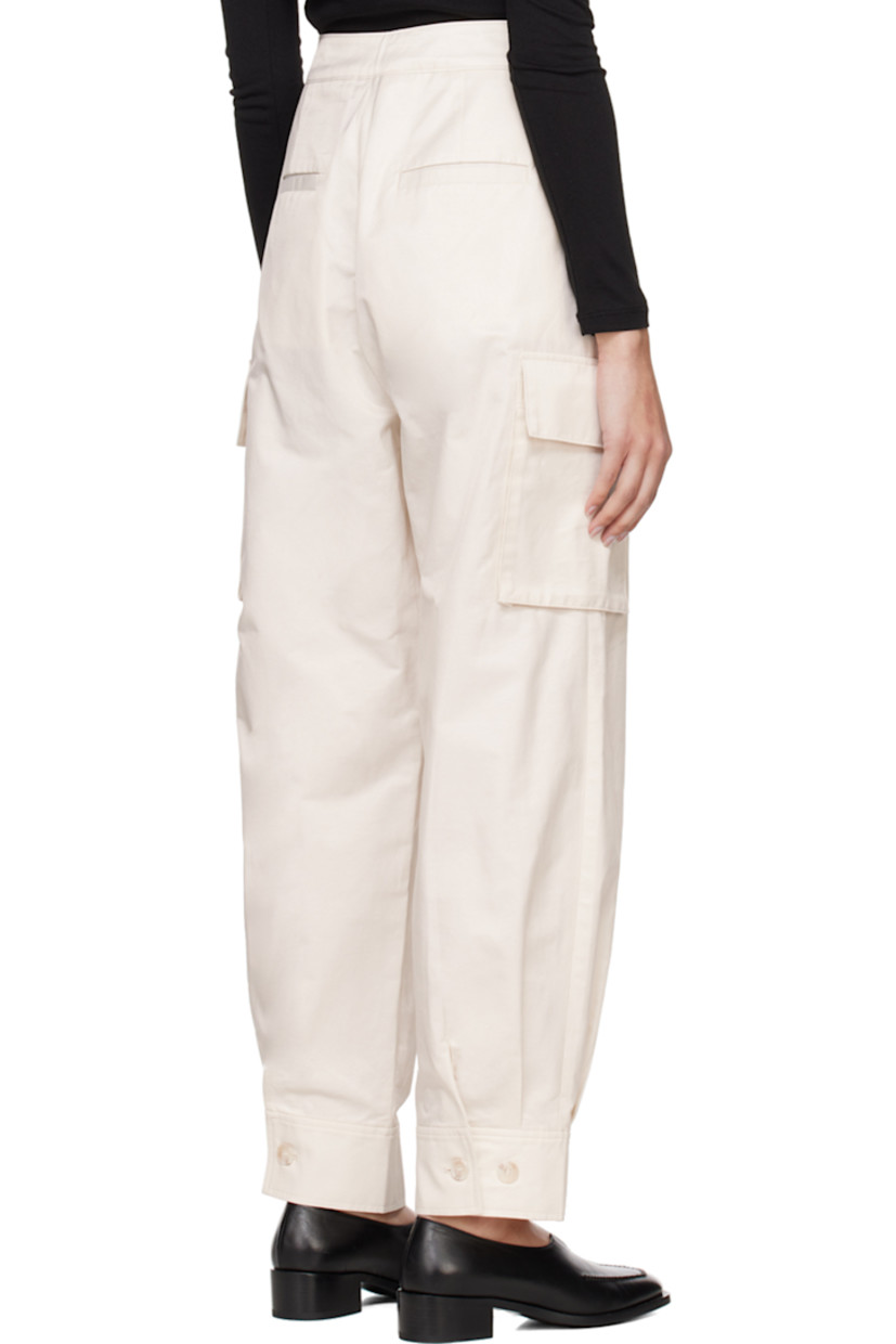 Cotton-blend twill trousers.

· Four-pocket styling
· Zip-fly
· Pleats at front
· Cargo pocket at outseams
· Adjustable button fastening at cuffs

Supplier color: Cream