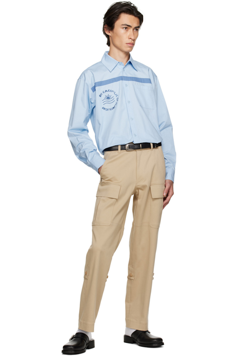 Stretch rayon- and cotton-blend jersey cargo pants.

· Belt loops
· Four-pocket styling
· Zip-fly
· Silver-tone logo hardware at front
· Concealed button tabs at cuffs for alternate styling
· Bellows pockets at outseams

Available exclusively at SSENSE.

Supplier color: Beige