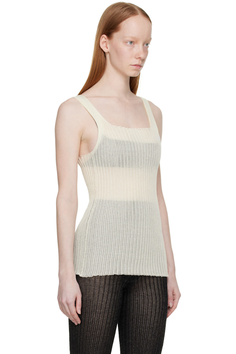 Rib knit cotton and nylon-blend tank top. 

· Raw edges throughout
· Square neck

Supplier color: Ecru