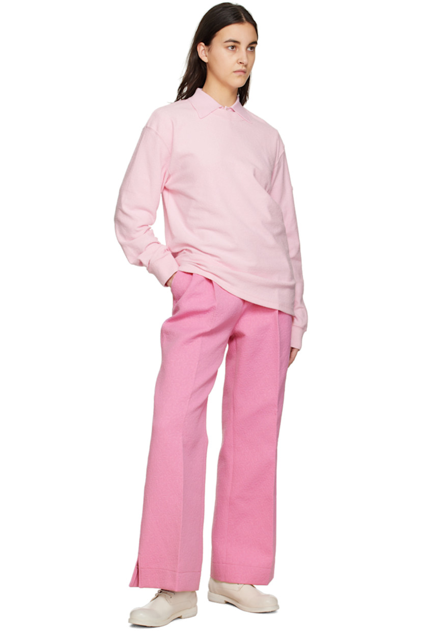 Straight-leg cotton and Oeko-Tex®-certified polyester-blend matelassé trousers. 

· Belt loops
· Four-pocket styling
· Zip-fly 
· Pleats at front
· Creased legs
· Vented outseams 

Supplier color: Pink