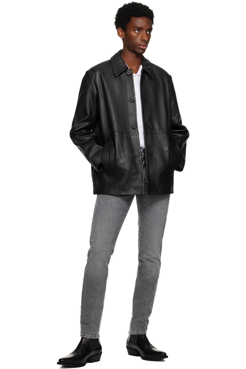 Organic cotton stretch denim jeans.

· Belt loops
· Five-pocket styling
· Zip-fly
· Leather logo patch at back waistband
· Darts at back pockets
· Logo-engraved silver-tone hardware

Supplier color: Saint gray