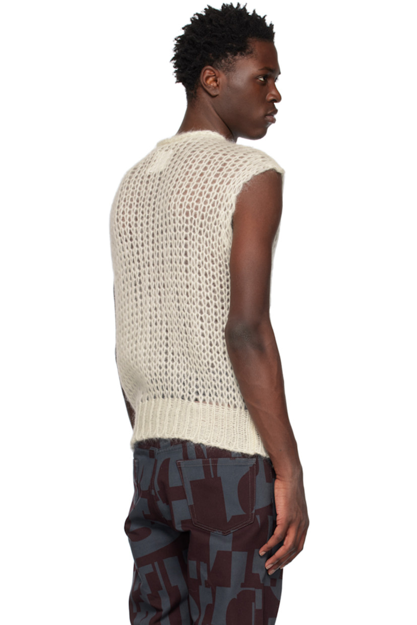Open knit mohair-blend vest.

· Crewneck 
· Jacquard graphics at chest
· Rib knit hem

Supplier color: Ecru