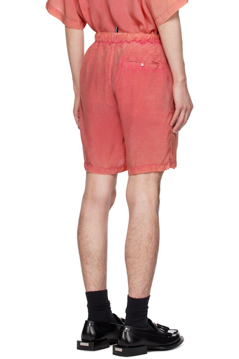 Garment-washed cupro poplin shorts. 

· Rubberized logo patch at elasticized waistband 
· Three-pocket styling
· Button-fly
· Grosgrain pull-loop at back

Supplier color: Pink opal