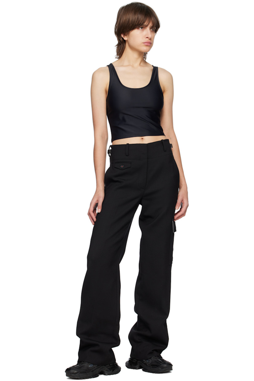 Stretch recycled polyester jersey tank top. Gathering throughout.

· Scoop neck
· Cropped hem
· Logo printed at back

Supplier color: Black econyl
