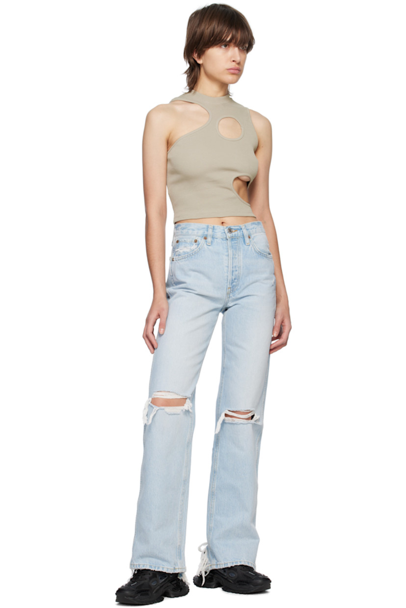 Rib knit organic cotton tank top. Cutouts throughout.

· Crewneck
· Logo printed at back

Available exclusively at SSENSE.

Supplier color: Desert