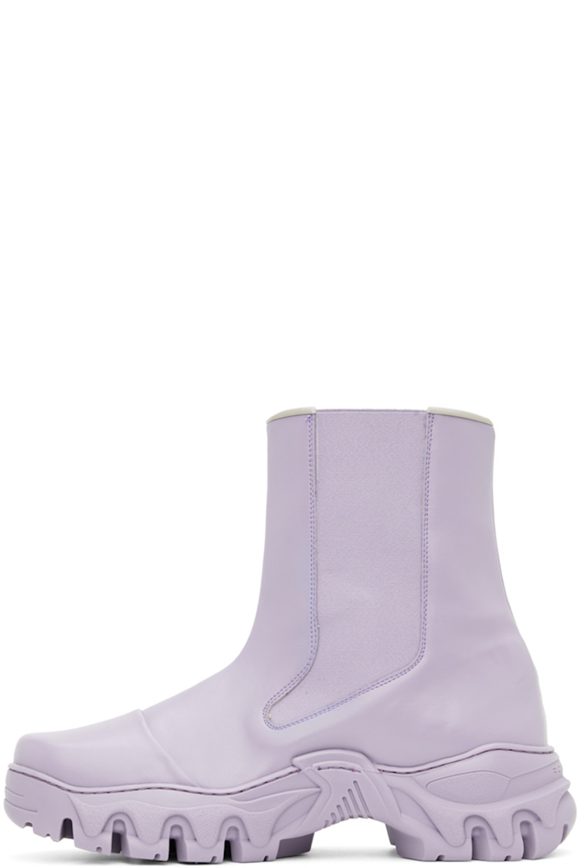 Ankle-high buffed faux-leather boots in purple.

· Elasticized gusset at sides
· Textile logo flag at outer side
· Faux-leather lining
· Sculptural rubber platform midsole
· Treaded rubber outsole
· Platform: H2 in

Supplier color: Heather apple leather