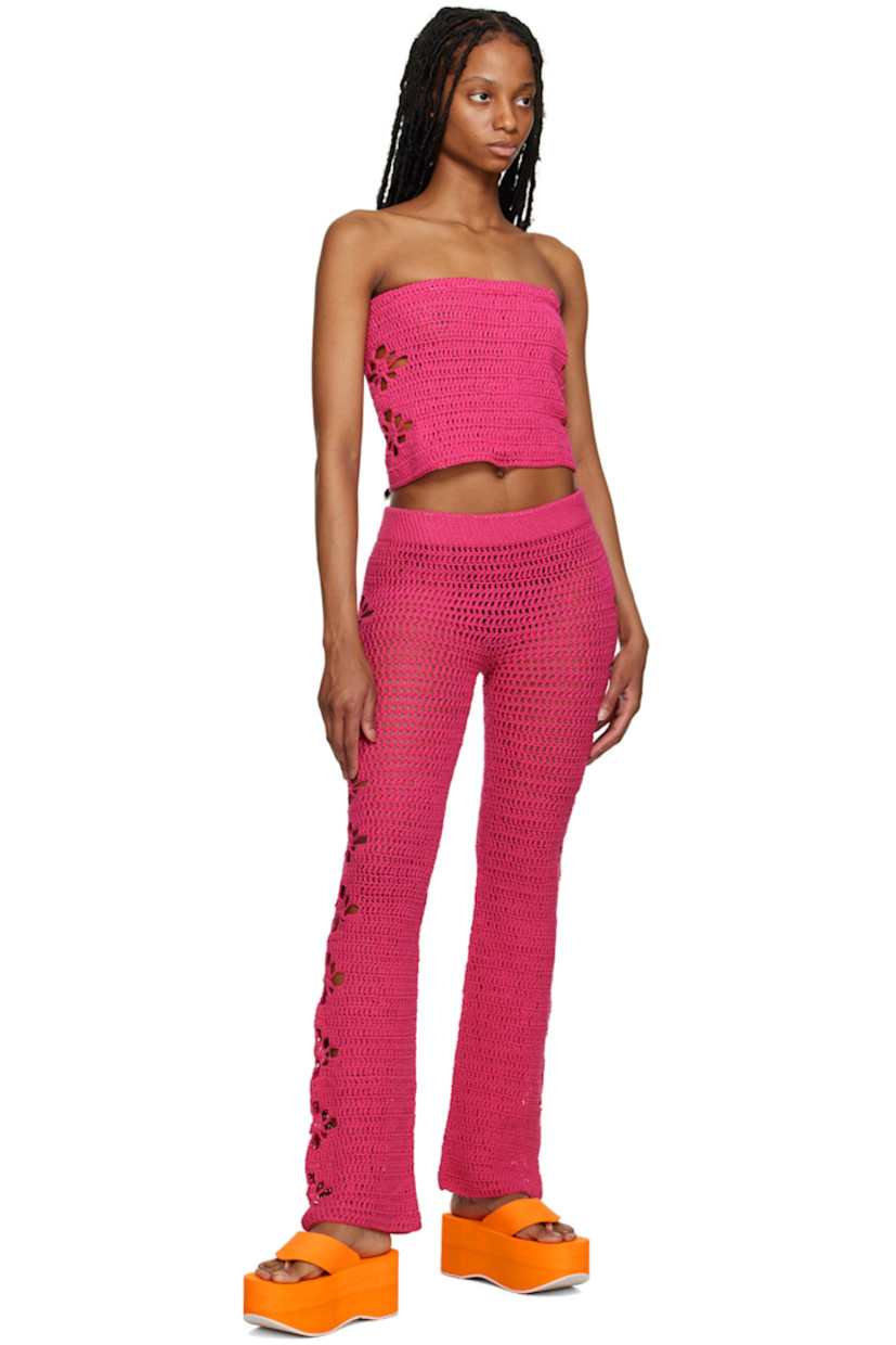 Handcrafted crocheted merino wool camisole. 

· Straight neck
· Floral cutouts at side seams
· Lace-up fastening at back

Supplier color: Pink