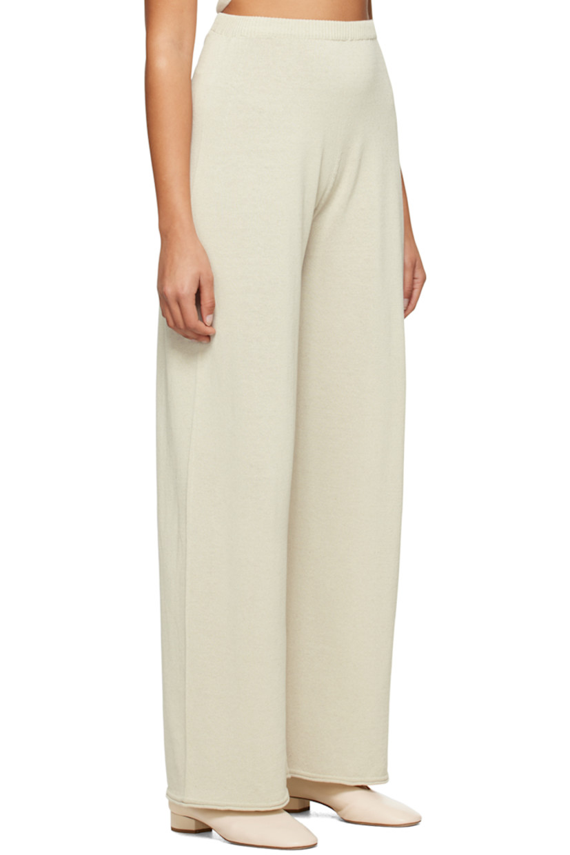Semi-sheer rib knit cotton-blend lounge pants.

· Elasticized waistband
· Rolled edge at cuffs

Supplier color: Beige