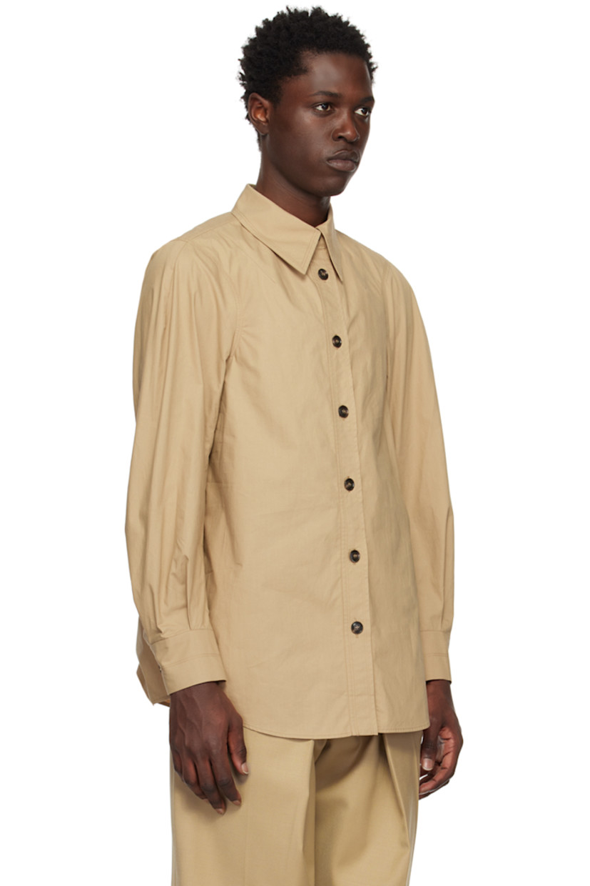 Cotton poplin shirt. 

· Spread collar
· Button closure
· Shirttail hem 
· Single-button barrel cuffs

Available exclusively at SSENSE.

Supplier color: Incense