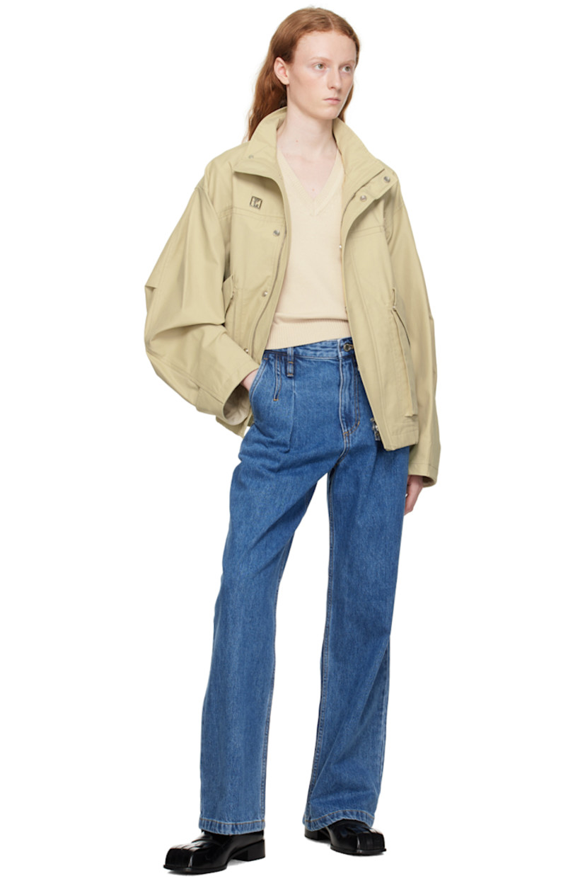 Knit cotton-blend vest.

· Rib knit V-neck, cropped hem, and armscyes
· Logo hardware at back collar 

Supplier color: Beige