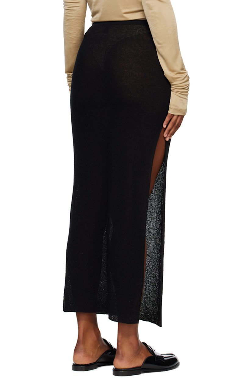 Semi-sheer cotton and nylon-blend crepe skirt. 

· High-rise
· Elasticized waistband 
· Vented hem 

Supplier color: Black