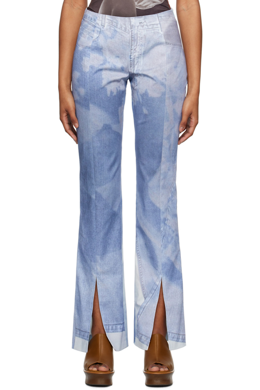 Stretch organic cotton-blend denim jeans. Graphic printed throughout. 

· Vented cuffs
· Concealed zip closure at outseam 

Supplier color: Print multi