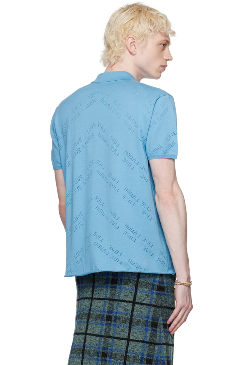 Cotton jersey shirt. Text perforated throughout.

· Spread collar
· Button closure
· Rib knit cuffs
· Rolled edge at hem

Supplier color: Youwie jersey fiordo