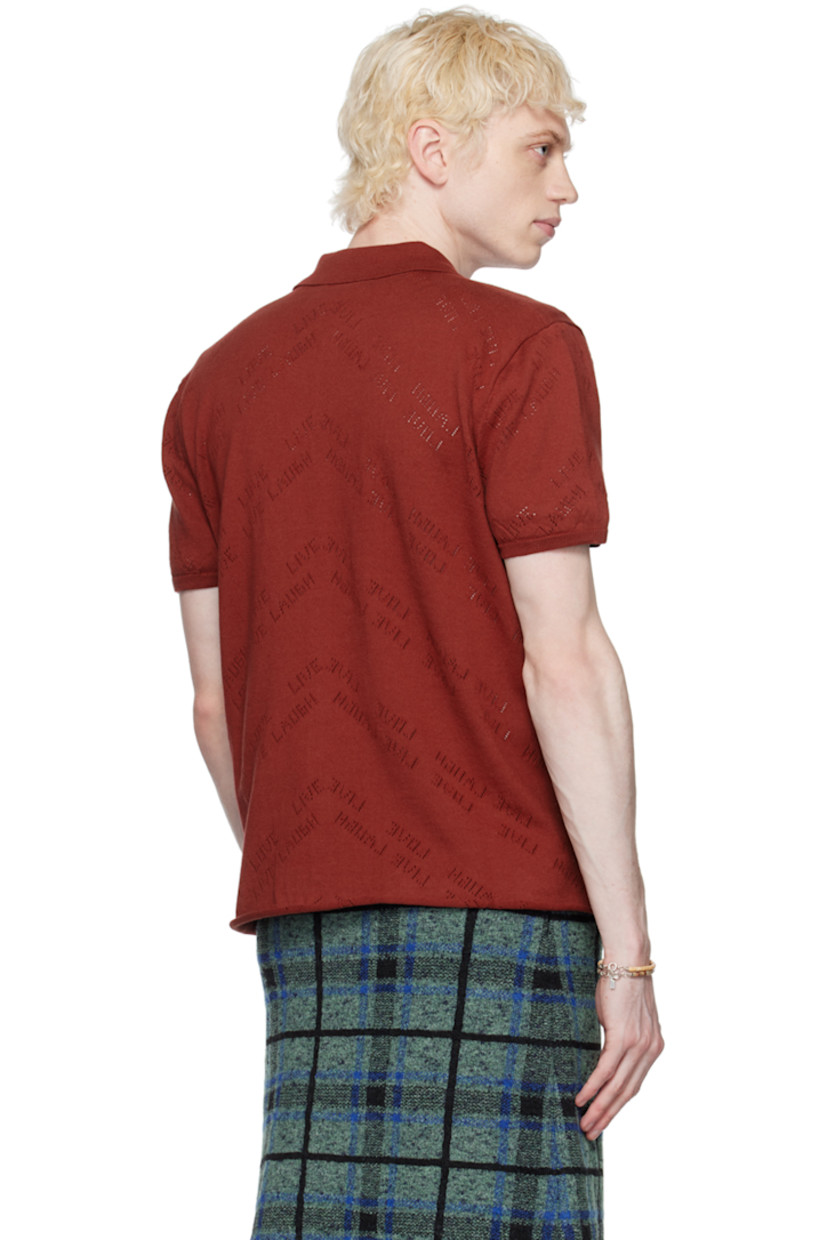 Cotton jersey shirt. Text perforated throughout.

· Spread collar
· Button closure
· Rolled edge at hem
· Rib knit cuffs

Supplier color: Youwie jersey porto