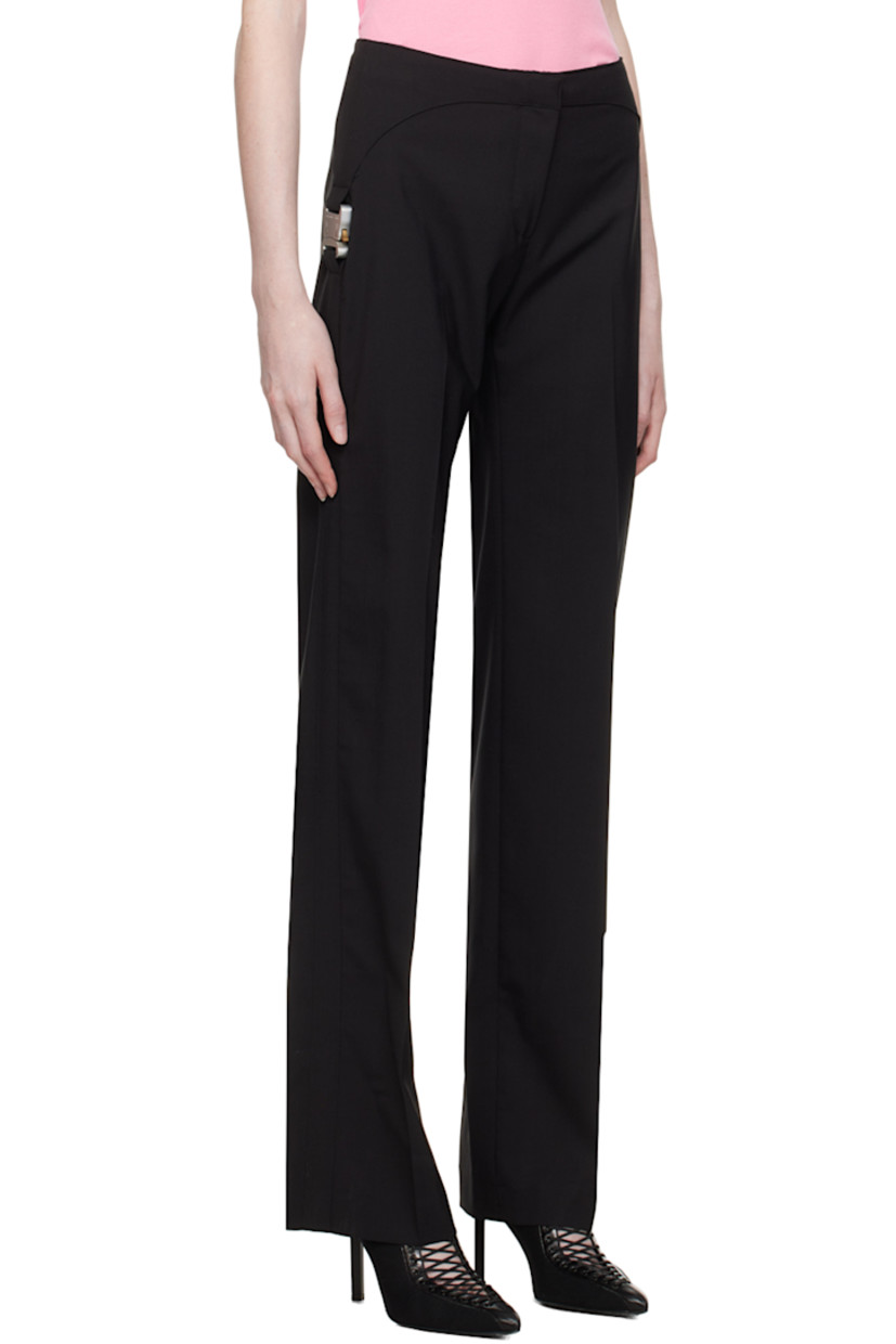Stretch plain-woven wool- and polyester- blend trousers. 

· Zip-fly 
· Creased legs 
· Press-release hardware at outseams 
· Logo-engraved silver-tone hardware 

Supplier color: Black