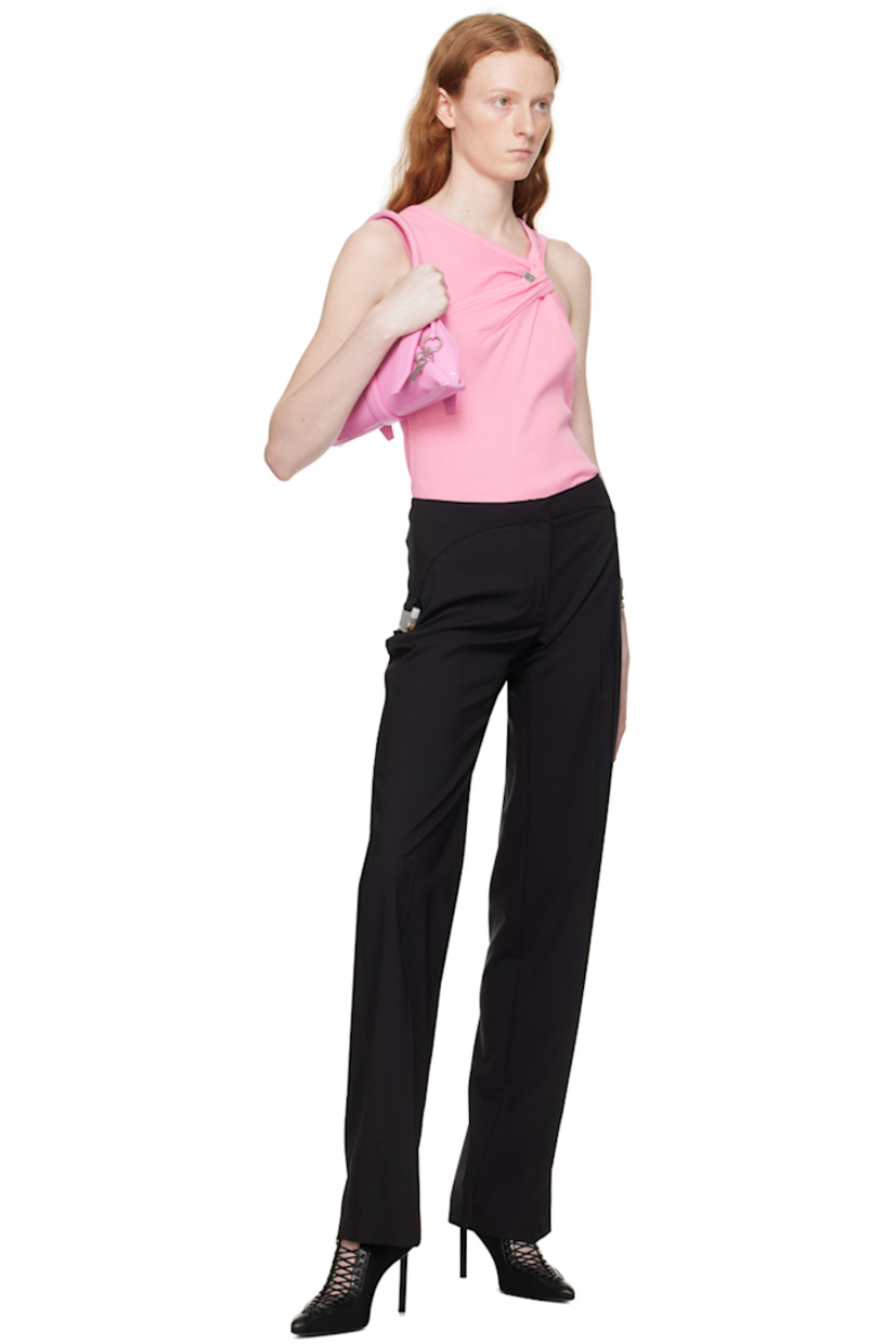 Stretch plain-woven wool- and polyester- blend trousers. 

· Zip-fly 
· Creased legs 
· Press-release hardware at outseams 
· Logo-engraved silver-tone hardware 

Supplier color: Black