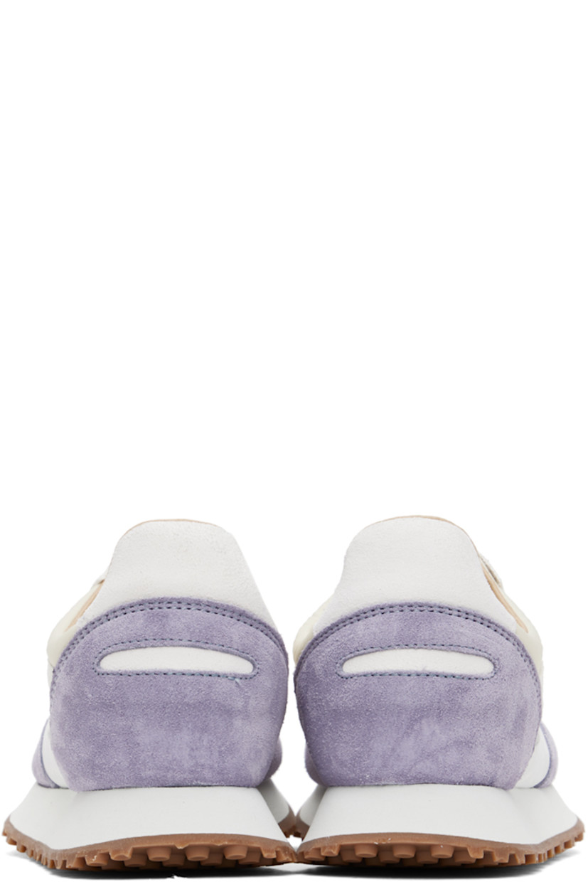 Low-top paneled suede, nubuck, and nylon twill sneakers in white and purple.

· Lace-up closure
· Padded tongue and collar
· Buffed leather and mesh lining
· Foam rubber midsole
· Treaded rubber outsole

Supplier color: Lavender