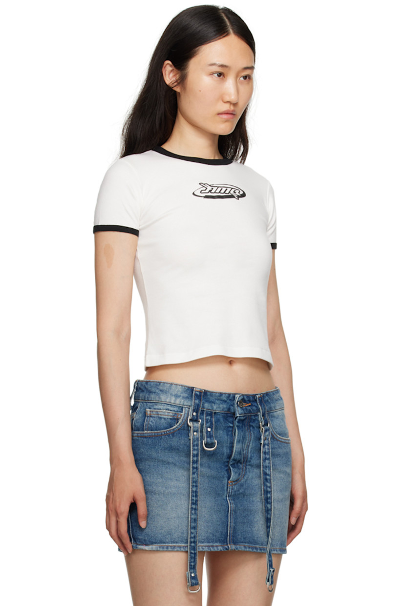 Cotton jersey T-shirt.

· Rib knit crewneck and cuffs 
· Logo graphic bonded at front 

Supplier color: White/Black