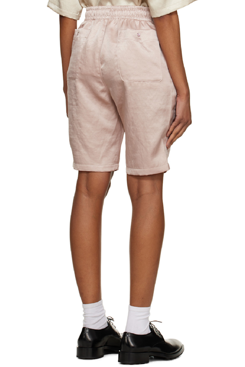 Slub polyester sateen shorts.

· Drawstring at elasticized waistband
· Four-pocket styling
· Mock-fly
· Logo embroidered at front

Supplier color: Pink
