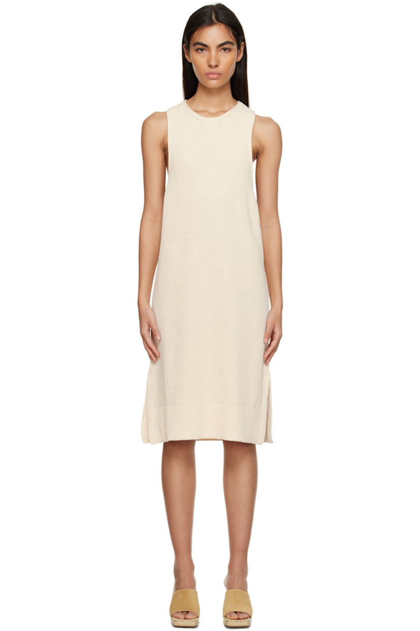 Rib knit organic cotton- and recycled nylon-blend dress. 

· Rolled edge at crewneck and armscyes 
· Vented side seams 

Supplier color: Creme