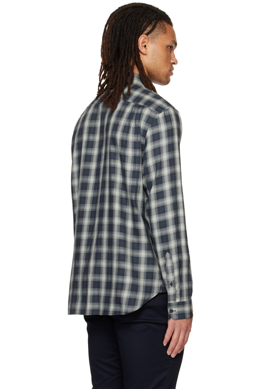 Cotton and rayon-blend twill shirt. Check pattern printed throughout.

· Spread collar
· Button closure
· Shirttail hem
· Button fastening at cuffs

Supplier color: Deep seaweed