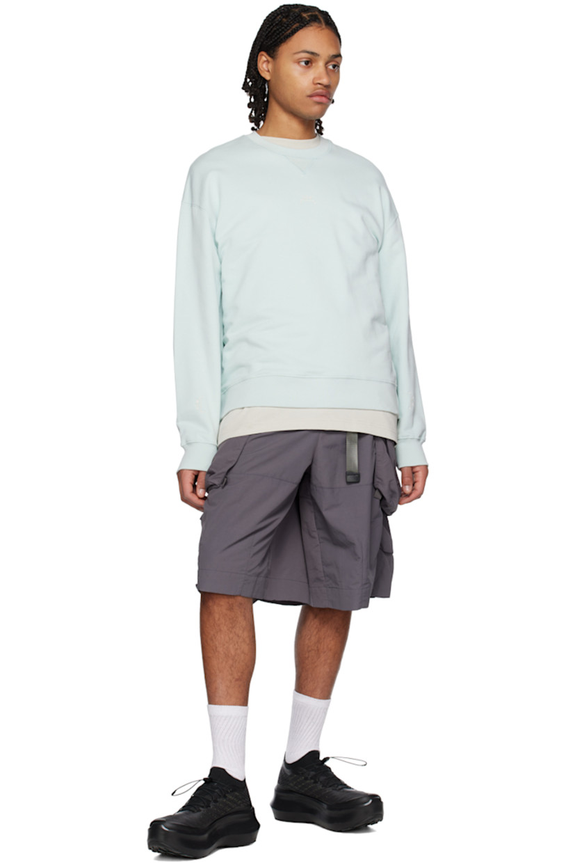 Relaxed-fit 340 gsm French terry sweatshirt. 

· Rib knit crewneck, hem, and cuffs
· Logo embroidered at chest and sleeves
· Dropped shoulders

Supplier color: Iceberg blue