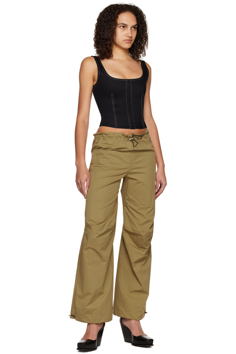 Cotton-blend twill lounge pants. 

· Bungee-style drawstring at elasticized waistband and cuffs
· Four-pocket styling 
· Bungee-style drawstring at cuffs 
· Cutout at back legs

Supplier color: Khaki