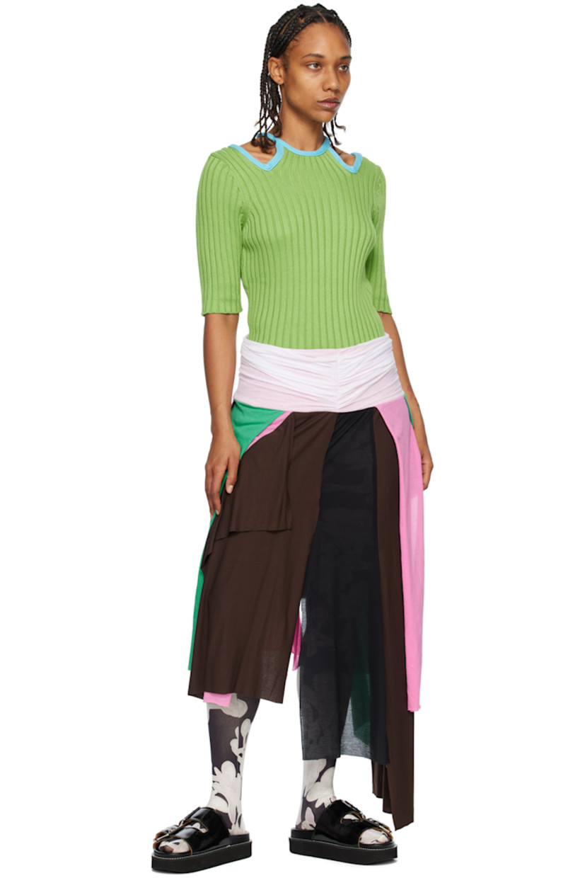 Rib knit viscose-blend T-shirt.

· Crewneck
· Cutout at shoulders

Supplier color: Kelly green